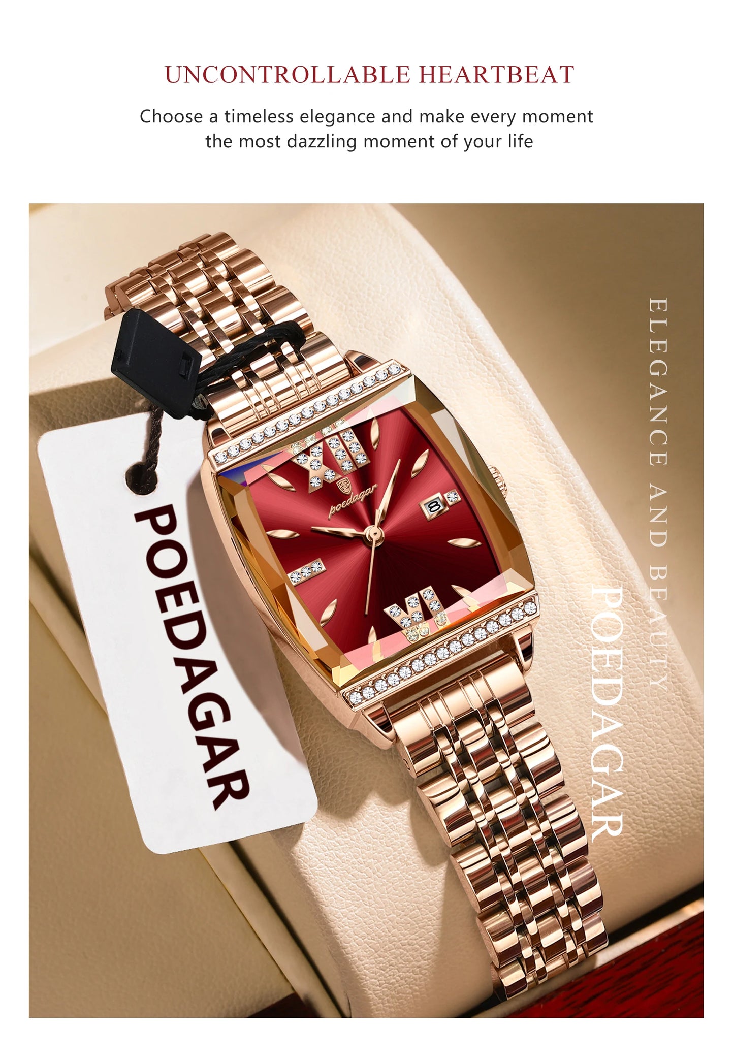 POEDAGAR Elegant Woman Watches High Quality Date Waterproof Luxury Ladies Watch Stainless Steel Casual Quartz Women's Wristwatch