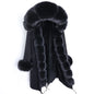 Maomaokong Winter Woman Natural Fur Overcoat Plus Size Black Parkas Raccoon Real Fur Lining Extra Larg Warm Jacket Coats Long