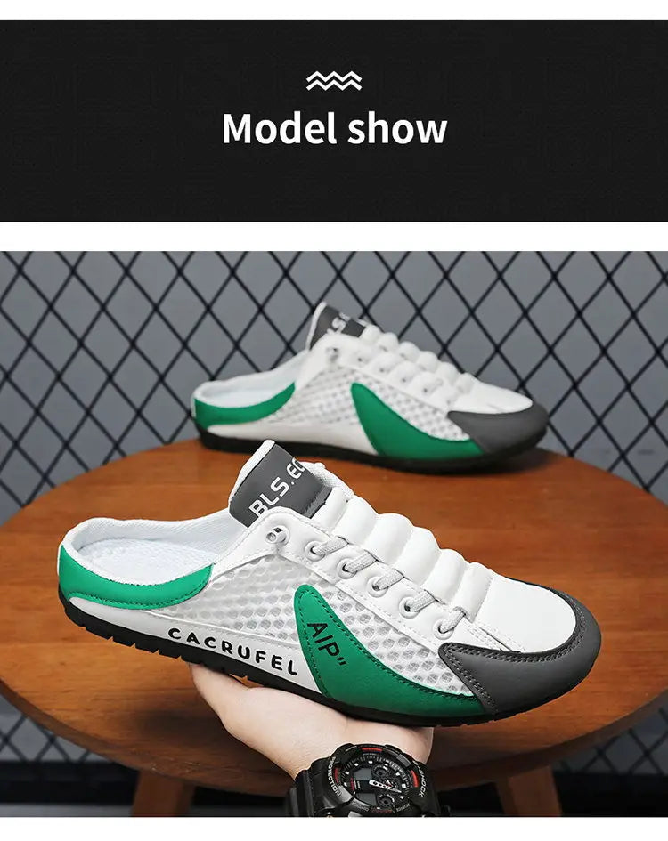 Summer Men's Mesh Slip on Half Slippers Fashion Man's