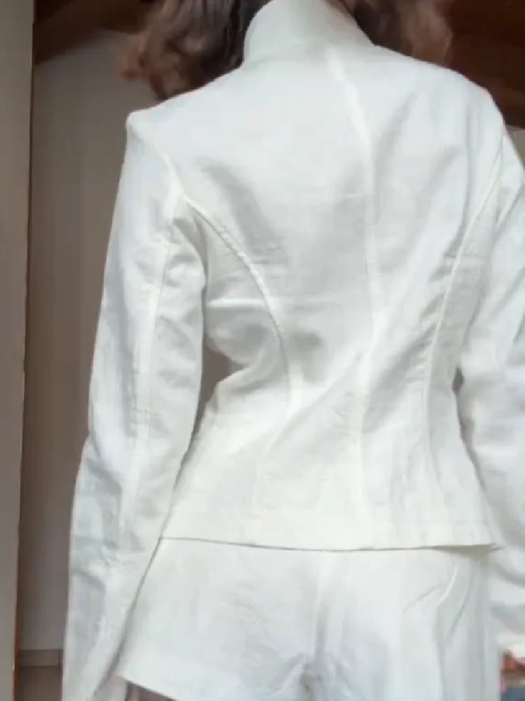 Women's Elegant White Linen Two-piece Outfit