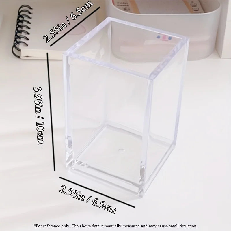 Clear Acrylic Square Pen Holder Desktop Organizer for Pens Pencils