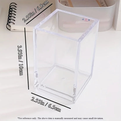 Clear Acrylic Square Pen Holder Desktop Organizer for Pens Pencils