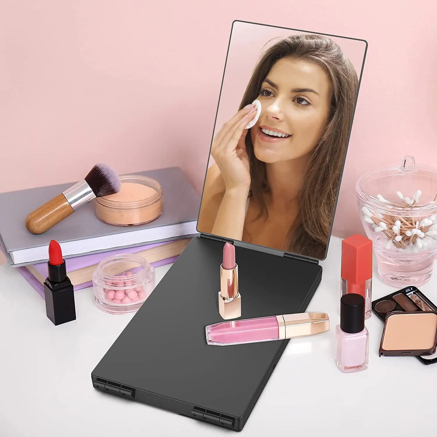 3-Way Mirror with Height Adjustable Hook 360 Trifold Makeup Mirror Hairdressing Mirror Suitable for Haircut Styling