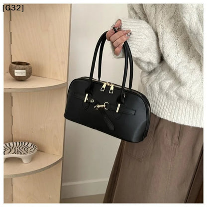 Women's Fashionable Handbag Retro Style Crossbody Bag For Commuting Soft PU Shoulder Bag[G32]