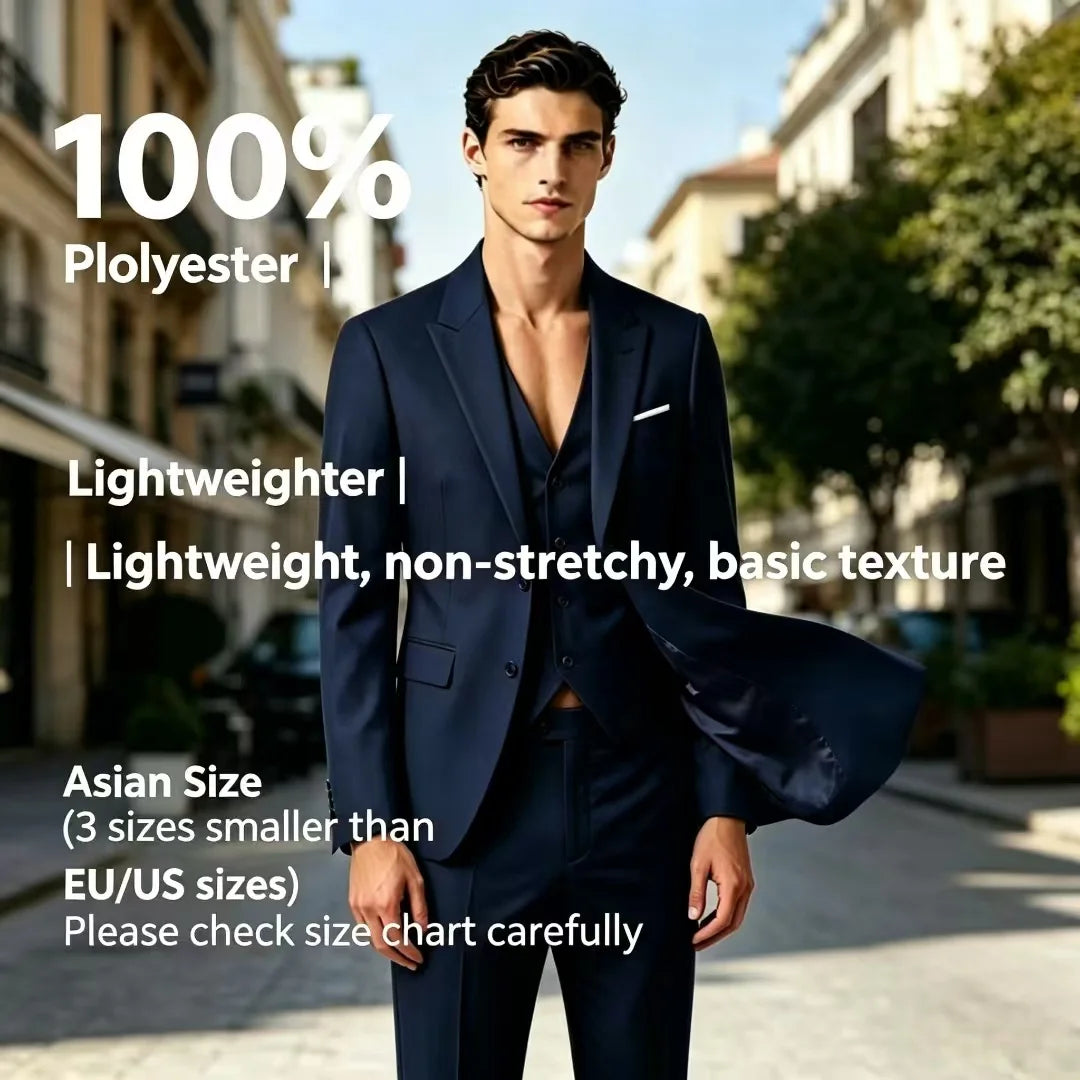 Suits For Men 3 Pieces Set Elegant Wedding  Fashion Classic Full Jackets Vest Pants Blazers Outfit 2026 Formal Costume