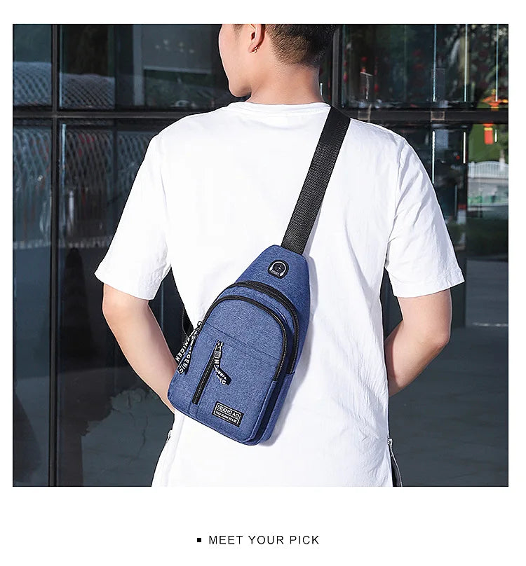 Travel Men's Handbags Multifunctional USB Chest Bag Designer Messenger Crossbody Bags Water-Proof Shoulder Bag Sports Back Pack