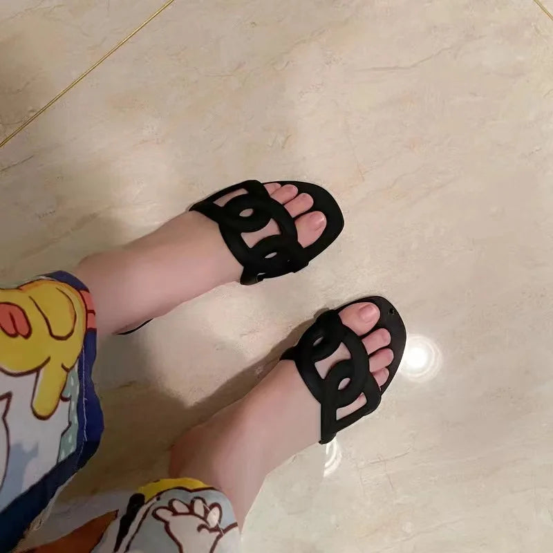 Designer mulher chinelos planos sandálias de cor doce casual chinelos de fundo verão sandálias femininas novos sapatos para mulher