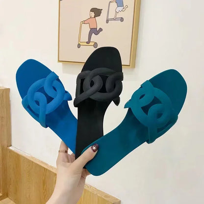 Woman Flat Slippers Candy Color Sandals