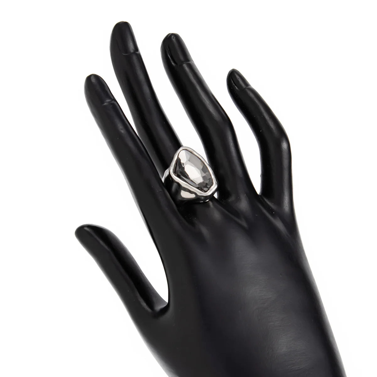 New Grey Crystal Geometric Ring Women Minimalist Design Silver Color Square Finger Rings Asymmetrical Zircon Daily Wear Jewelry