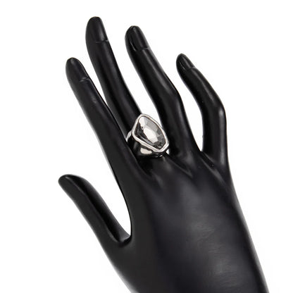 New Grey Crystal Geometric Ring Women Minimalist Design Silver Color Square Finger Rings Asymmetrical Zircon Daily Wear Jewelry