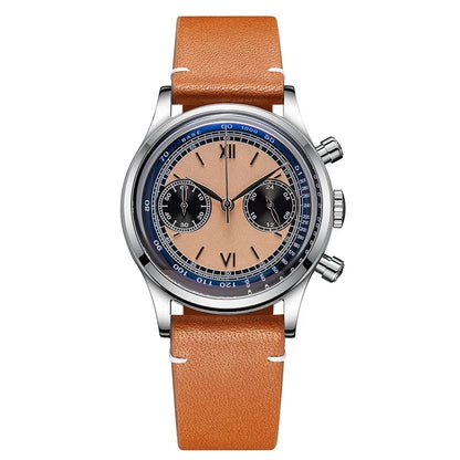 ADDIESDIVE 38mm Chronograph Quartz Watch 60min Business 100m Diving Men's Leather Watches Bubble Dome Mirror Retro Wristwatches