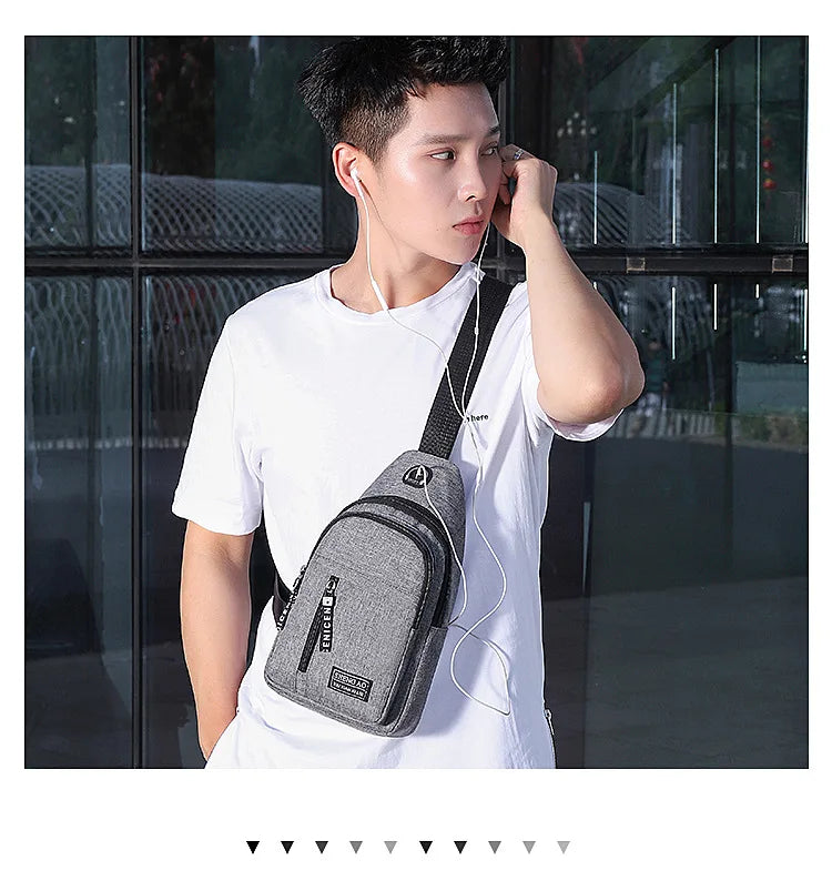 Travel Men's Handbags Multifunctional USB Chest Bag Designer Messenger Crossbody Bags Water-Proof Shoulder Bag Sports Back Pack