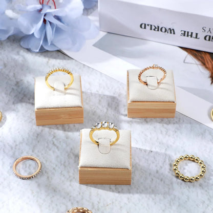 Wooden Ring Display Stand Rings Organizer Jewelry Holder Jewelry Show Props Jewelry Box Packaging Leather And Velvet Case