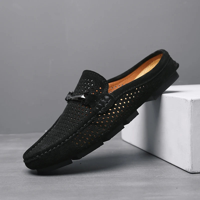 Fashion Men Leather Slippers Outdoor