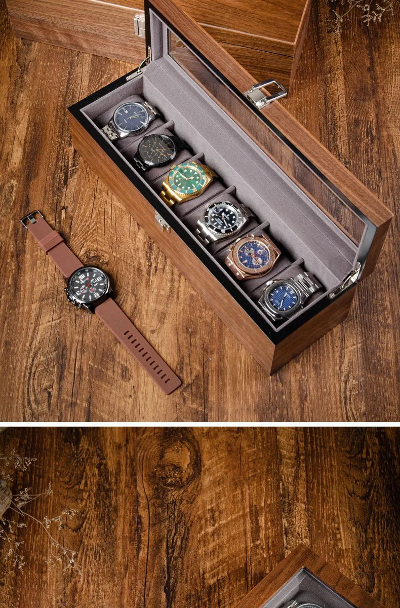 Wooden Watch Box Mens Watch Case Storage Box Travel Luxury Watches Organizer Display Collection Portable Storage Boxes Men Gift