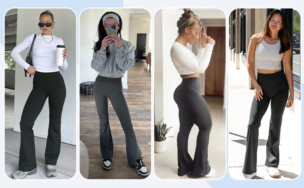 Women's High Waist Flare Yoga Pants – Tummy Control Bootcut Leggings
