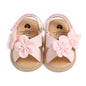 Sandálias de verão para bebês meninas de 0 a 18 meses, decorações de flores 3d fofas, sapatos de sola plana antiderrapantes, sapatos para primeiros passos recém-nascidos