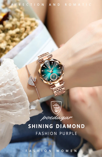 POEDAGAR Elegant Luxury Women's Quartz Watches Waterproof Stainless Steel Watch for Woman Casual Fashion Ladies Wristwatch reloj