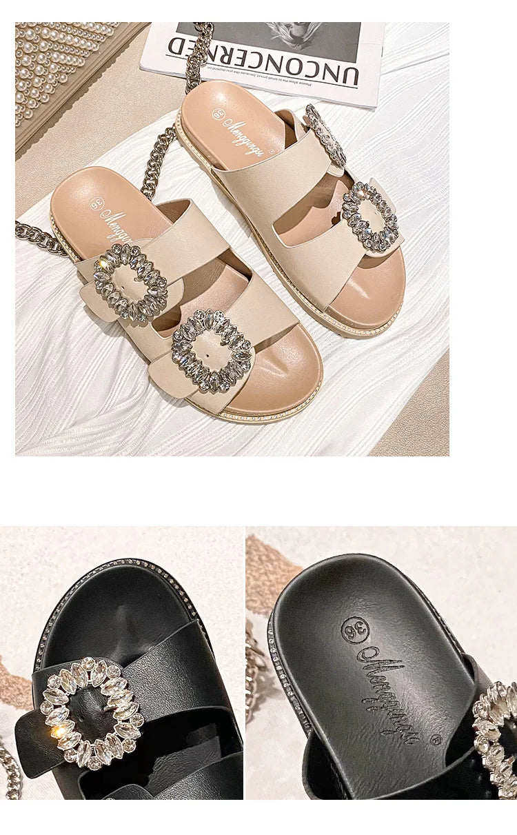 2026 Brand Rhinestone Buckle Sandals