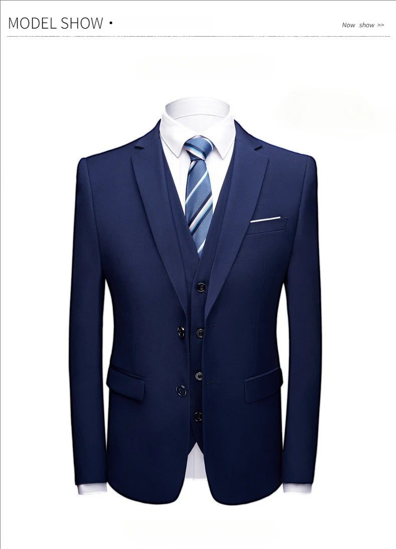 Suits For Men 3 Pieces Set Elegant Wedding  Fashion Classic Full Jackets Vest Pants Blazers Outfit 2026 Formal Costume
