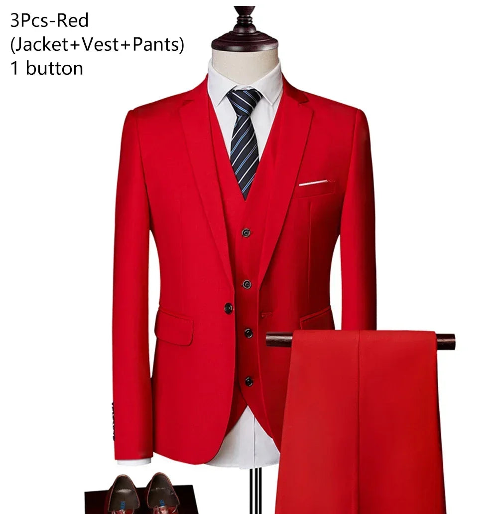 Suits For Men 3 Pieces Set Elegant Wedding  Fashion Classic Full Jackets Vest Pants Blazers Outfit 2026 Formal Costume