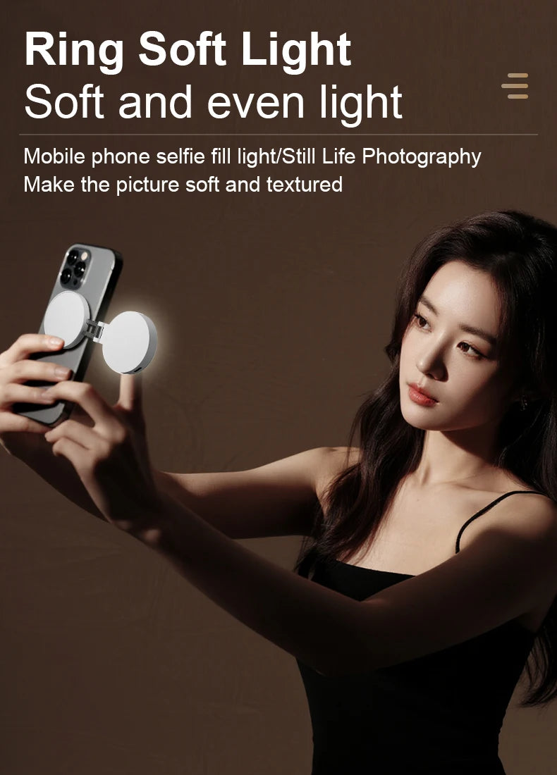 Portable Magnetic Beauty Light with Mirror, USB Rechargeable Selfie Light for Makeup