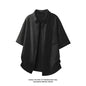 LEGIBLE Summer Shirts Men Loose Thin Cotton Short Sleeve Shirts Male Fashion Stand Solid Color 4XL 5XL