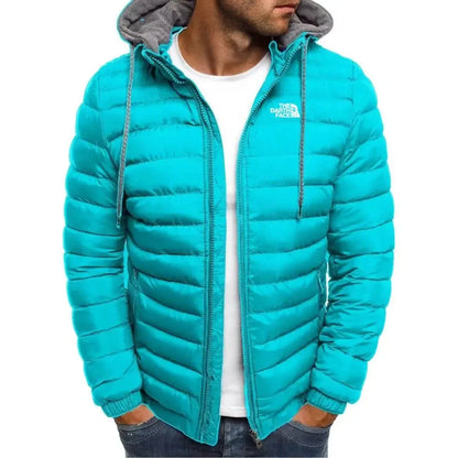 2026 casual outdoor winter men's warm zipper street business travel slim fit fashionable hooded jacket