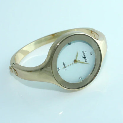 Minimalist Women Cuff Watch Fashion Casual Round Lady Women Bracelet Girls Watches Gold Stainless Steel Quartz Watch Reloj Mujer