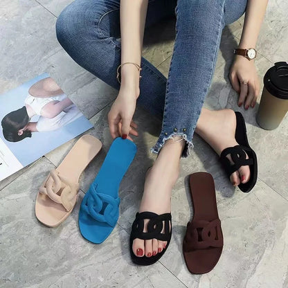 Woman Flat Slippers Candy Color Sandals