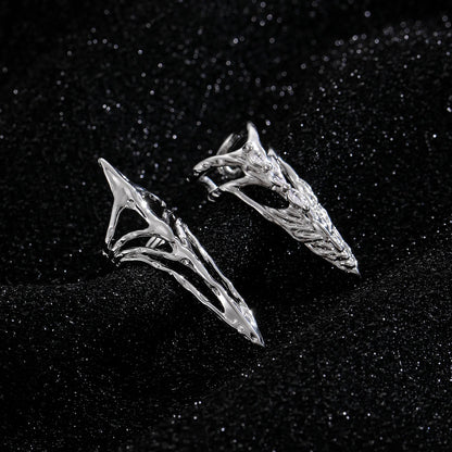 Punk Metal Nail Cover Bone Ring for Women Gothic Rock Machinery Manicure Fingertip Ring Finger Rings Cosplay Jewelry Set Gift