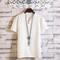 Men's Button Loose Shirts Casual Male V Neck Short Sleeve Harajuku Linen T-shirt Tops ZJFS-1901