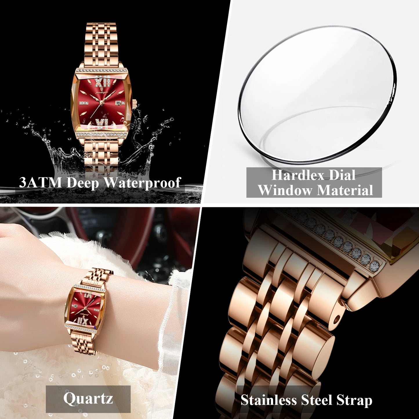 POEDAGAR Elegant Woman Watches High Quality Date Waterproof Luxury Ladies Watch Stainless Steel Casual Quartz Women's Wristwatch