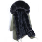 Maomaokong Winter Woman Natural Fur Overcoat Plus Size Black Parkas Raccoon Real Fur Lining Extra Larg Warm Jacket Coats Long
