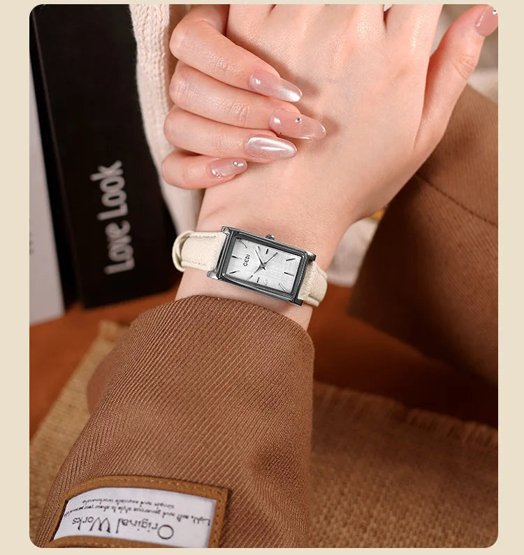 Ladies Watch Simple High-end Feel  Ankela Red Square Temperament Retro Style Waterproof belt Women's Fashion Quartz Watches