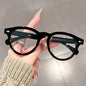 A high-end, retro Korean-style round frame anti-blue light flat glasses with a simple round frame and rice studs without makeup