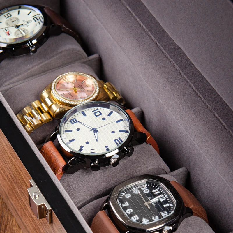 Wooden Watch Box Mens Watch Case Storage Box Travel Luxury Watches Organizer Display Collection Portable Storage Boxes Men Gift