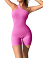 Women's Ribbed Yoga Romper – Spaghetti Strap One-Piece Fitness Jumpsuit
