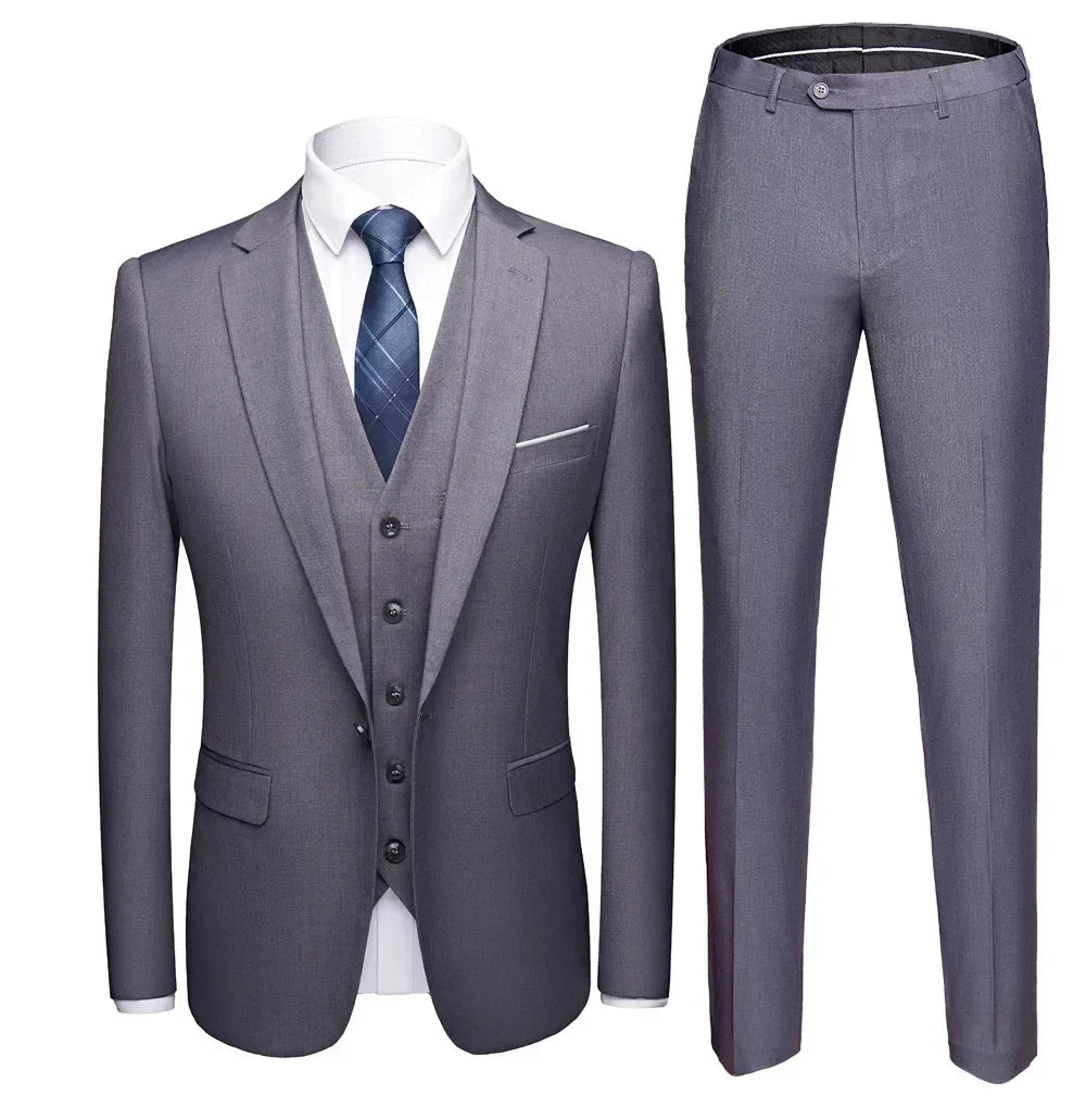 Suits For Men 3 Pieces Set Elegant Wedding  Fashion Classic Full Jackets Vest Pants Blazers Outfit 2026 Formal Costume