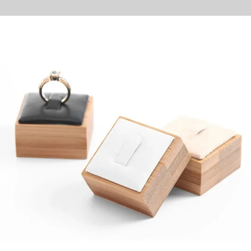 Wooden Ring Display Stand Rings Organizer Jewelry Holder Jewelry Show Props Jewelry Box Packaging Leather And Velvet Case