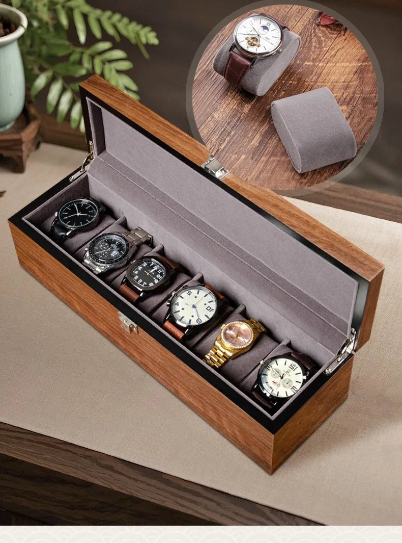 Wooden Watch Box Mens Watch Case Storage Box Travel Luxury Watches Organizer Display Collection Portable Storage Boxes Men Gift