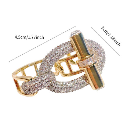 Fashion Zircon OT Buckle Ring Women Hand Accessories Wholesale Nightclub Punk Geometric Metal Finger Rings Party Jewelry Gift