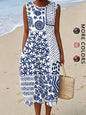 2026 Women's sleeveless Bohemian floral casual beach MIDI sundress with pockets flowing and loose Sweetheart Rustic Country