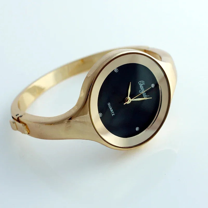 Minimalist Women Cuff Watch Fashion Casual Round Lady Women Bracelet Girls Watches Gold Stainless Steel Quartz Watch Reloj Mujer