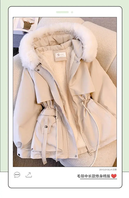 Detachable Pai Overcomes Women's Winter 2026 New Casual Down Cotton Thicken Hooded Coat Female loose Warm Wool Overcoat