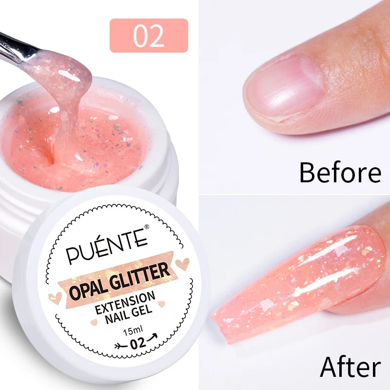 30ML Glitter Poly Nail Gel Hema Free Pink Glitter Acrylic Gel Finger Extension Nail Gel Semi-Permanent Nail Varnish For Manicure
