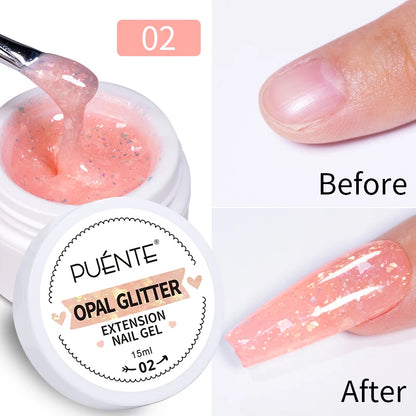 30ML Glitter Poly Nail Gel Hema Free Pink Glitter Acrylic Gel Finger Extension Nail Gel Semi-Permanent Nail Varnish For Manicure
