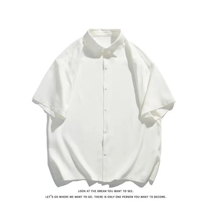 LEGIBLE Summer Shirts Men Loose Thin Cotton Short Sleeve Shirts Male Fashion Stand Solid Color 4XL 5XL