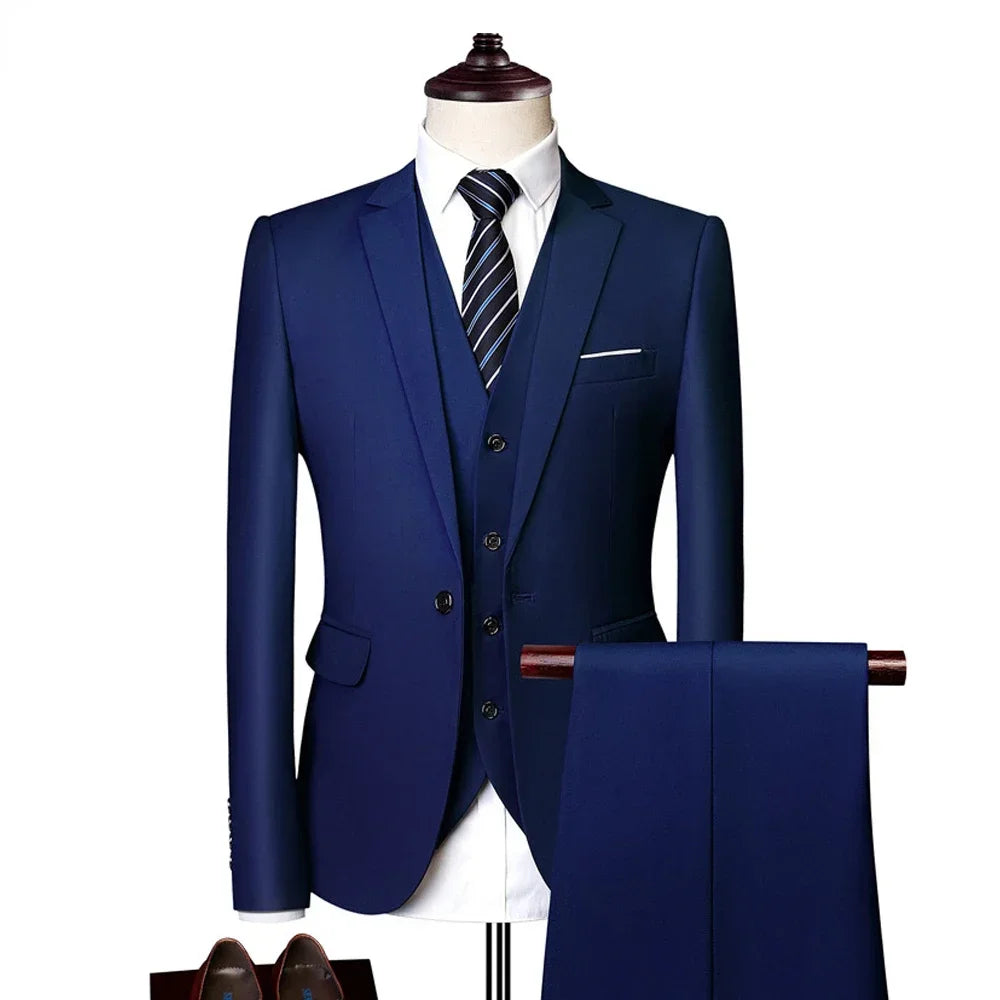 Suits For Men 3 Pieces Set Elegant Wedding  Fashion Classic Full Jackets Vest Pants Blazers Outfit 2026 Formal Costume
