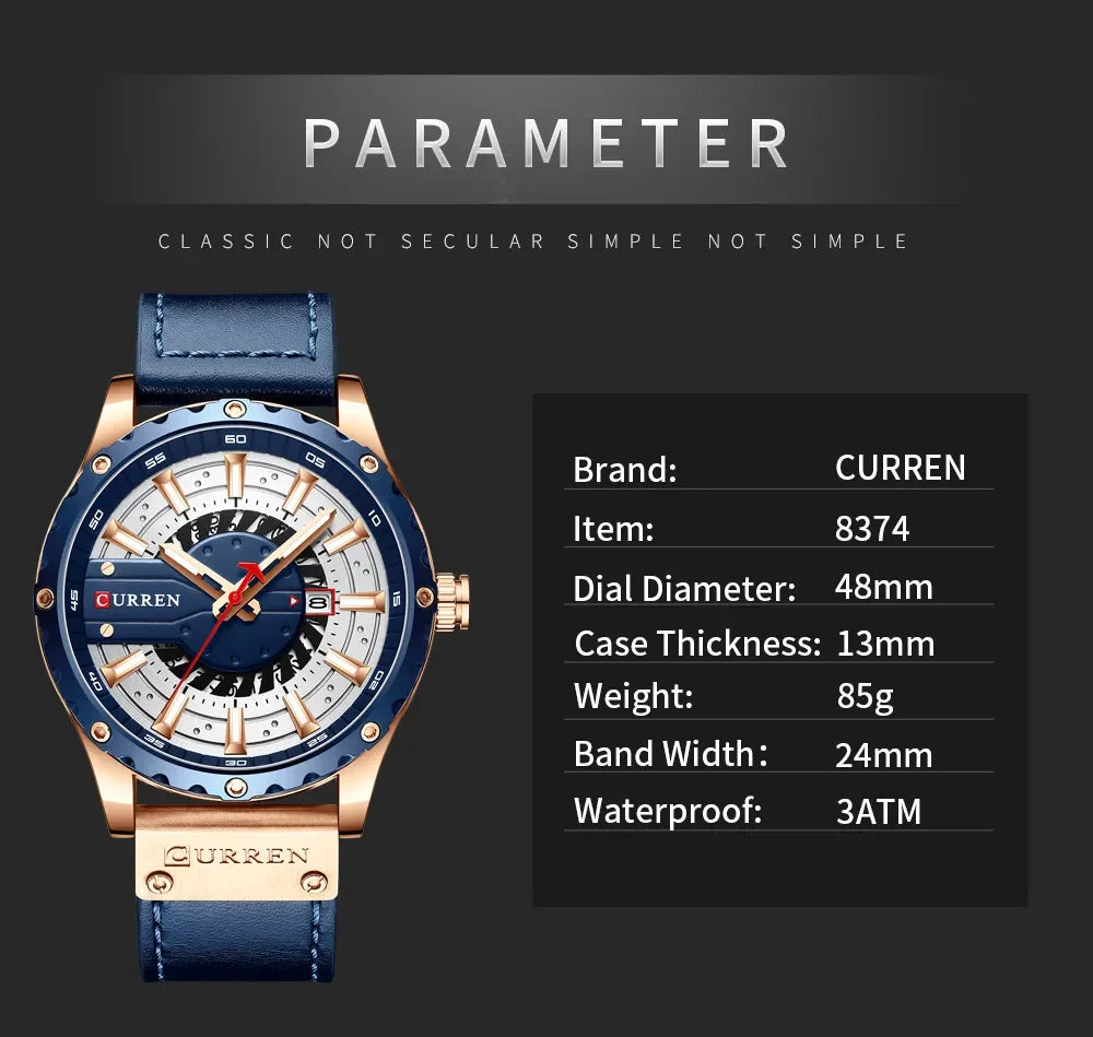 CURREN Brand Quartz Watch Men New Fashion Waterproof Casual Business Military Men Watch Auto Date Watches Relogio Masculino